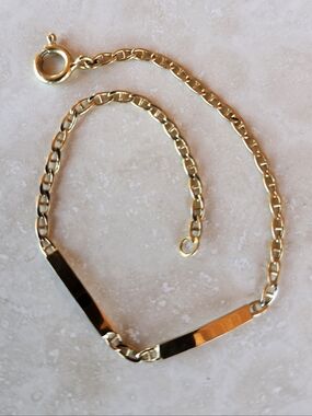 14K Solid Yellow Gold Bar Bracelet